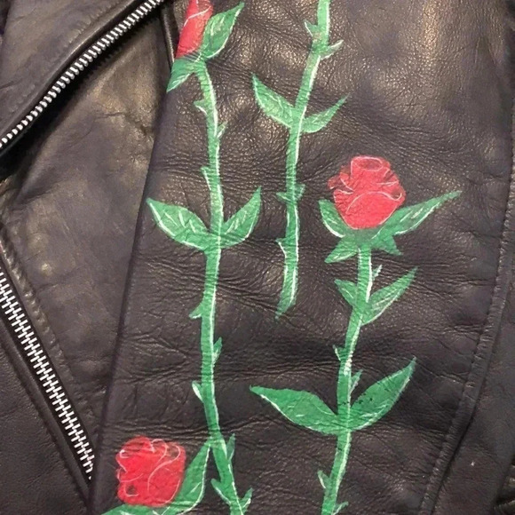Vintage 1990s Hand painted leather jacket - Picture 7 of 13